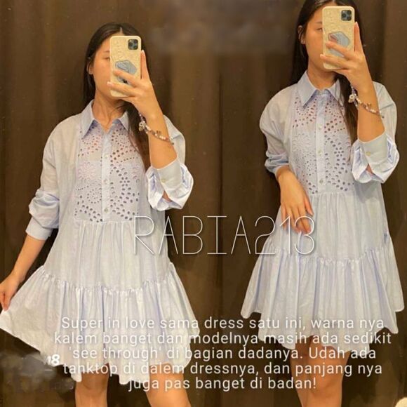 ZARA OPENWORK EMBROIDERED DRESS - Picture 10 of 16